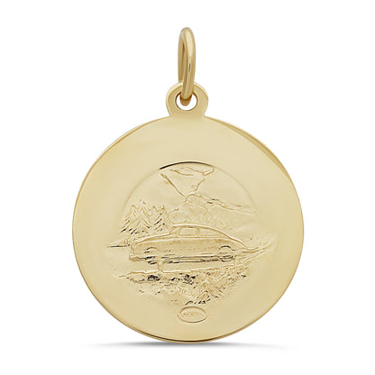9ct Yellow Gold Large St Christopher Round Pendant