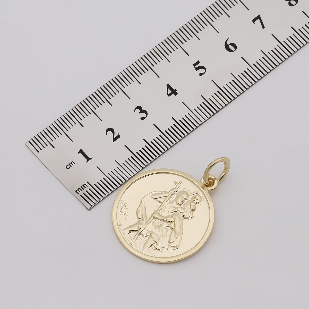 9ct Yellow Gold Large St Christopher Round Pendant