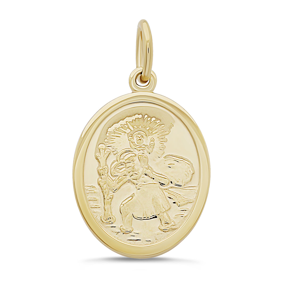 9ct Yellow Gold Small St Christopher Oval Pendant