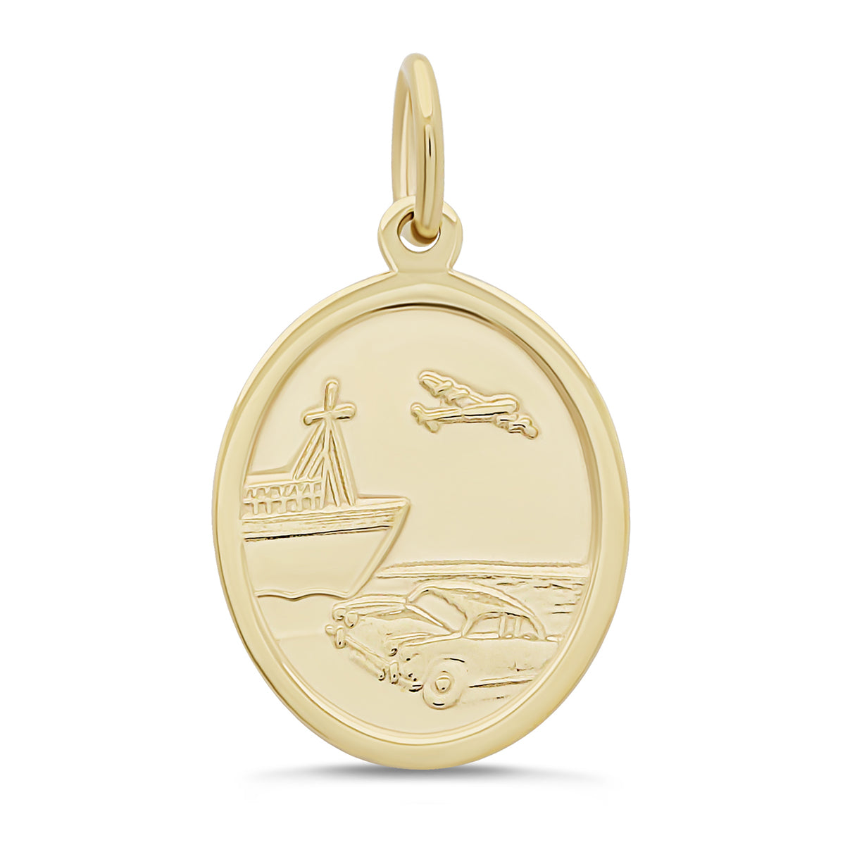 9ct Yellow Gold Small St Christopher Oval Pendant