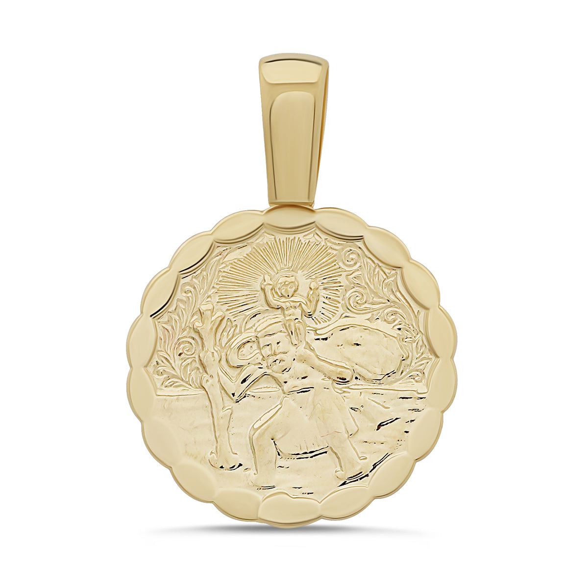 9ct Yellow Gold St Christopher Pattern Pendant