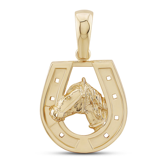 9ct Yellow Gold Large Polished Horseshoe Pendant