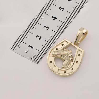 9ct Yellow Gold Large Polished Horseshoe Pendant