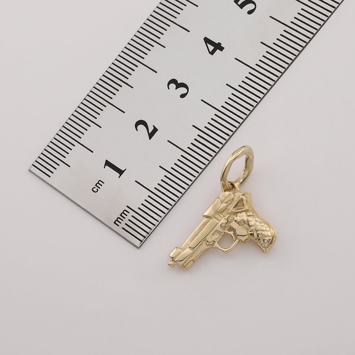 9ct Yellow Gold Handgun Pistol Revolver Pendant