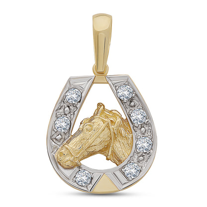 9ct Yellow Gold Gem Set Extra Large Horseshoe Pendant