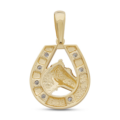 9ct Yellow Gold Gem Set Extra Large Horseshoe Pendant