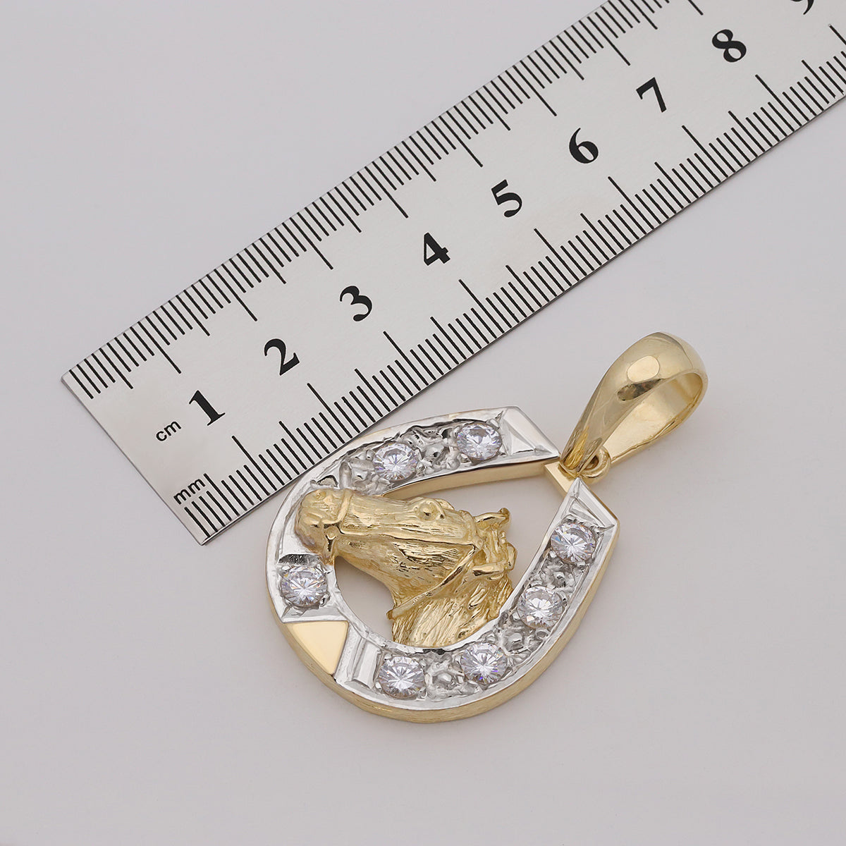 9ct Yellow Gold Gem Set Extra Large Horseshoe Pendant