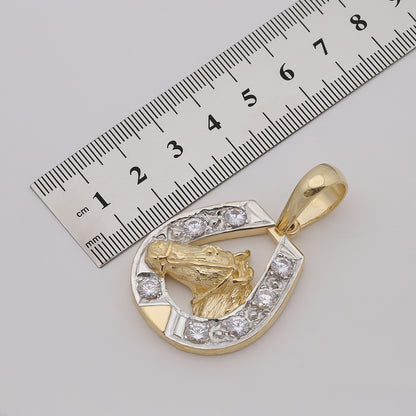 9ct Yellow Gold Gem Set Extra Large Horseshoe Pendant
