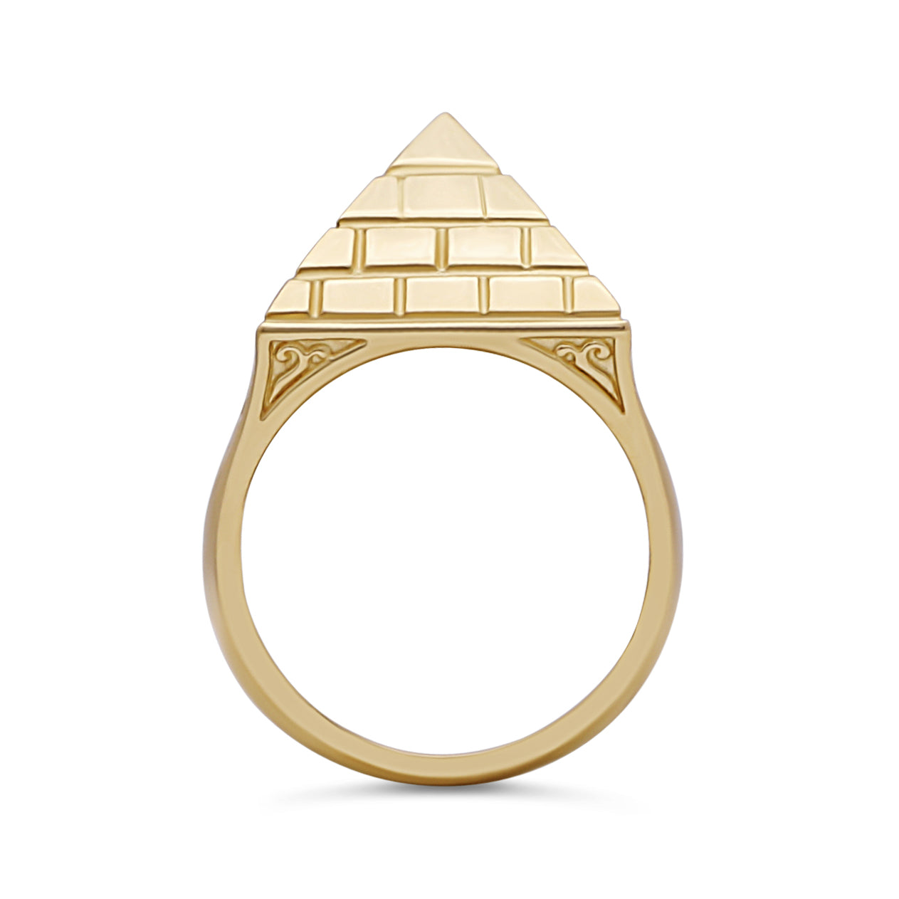 9ct Yellow Gold Solid Medium Sized Polished Pyramid Ring