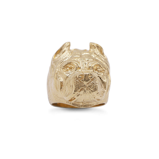 9ct Yellow Gold Solid Dog Face Ring