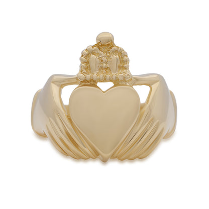 9ct Yellow Gold Solid Irish Extra Large Claddagh Ring