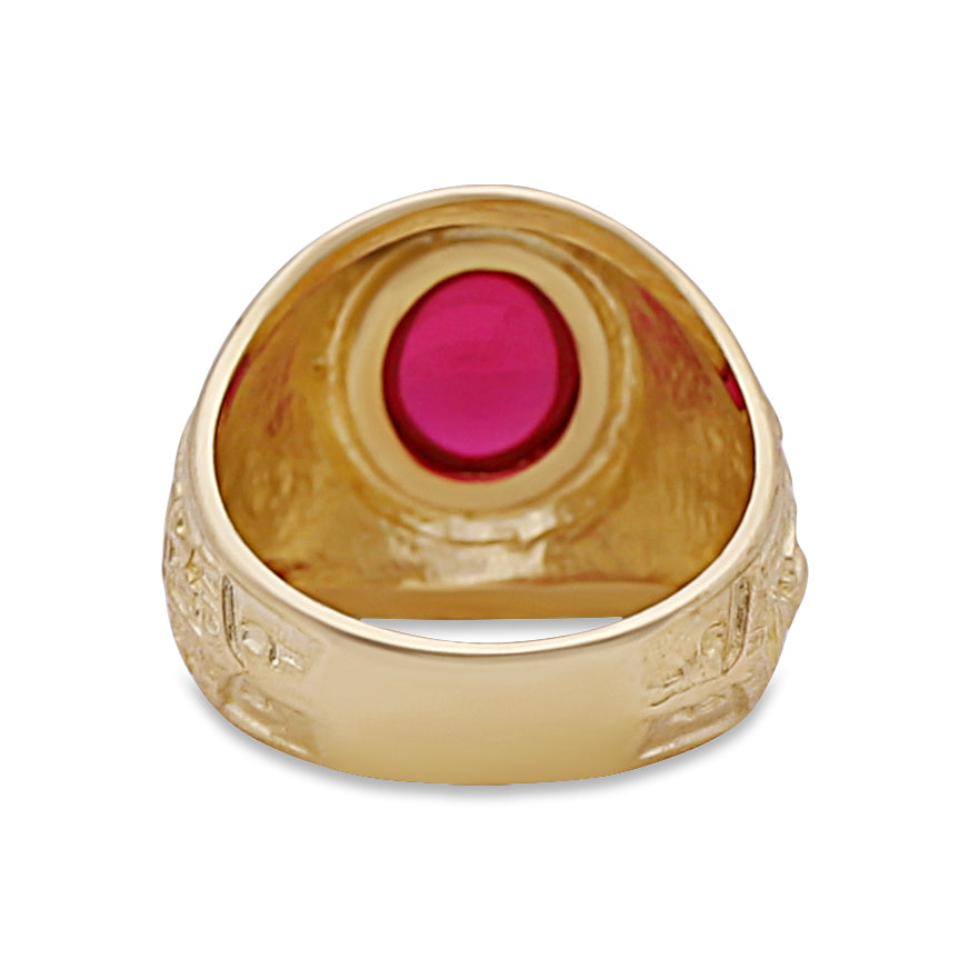 9ct Yellow Gold Small Red Gemstone College Ring