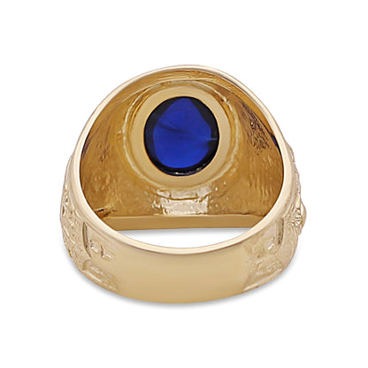 9ct Yellow Gold Small Blue Gemstone College Ring