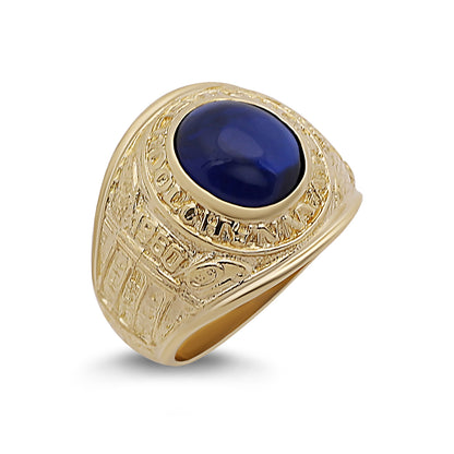 9ct Yellow Gold Small Blue Gemstone College Ring