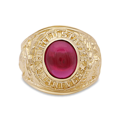 9ct Yellow Gold Large Red Gemstone College Ring