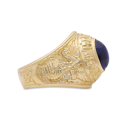 9ct Yellow Gold Large Blue Gemstone College Ring