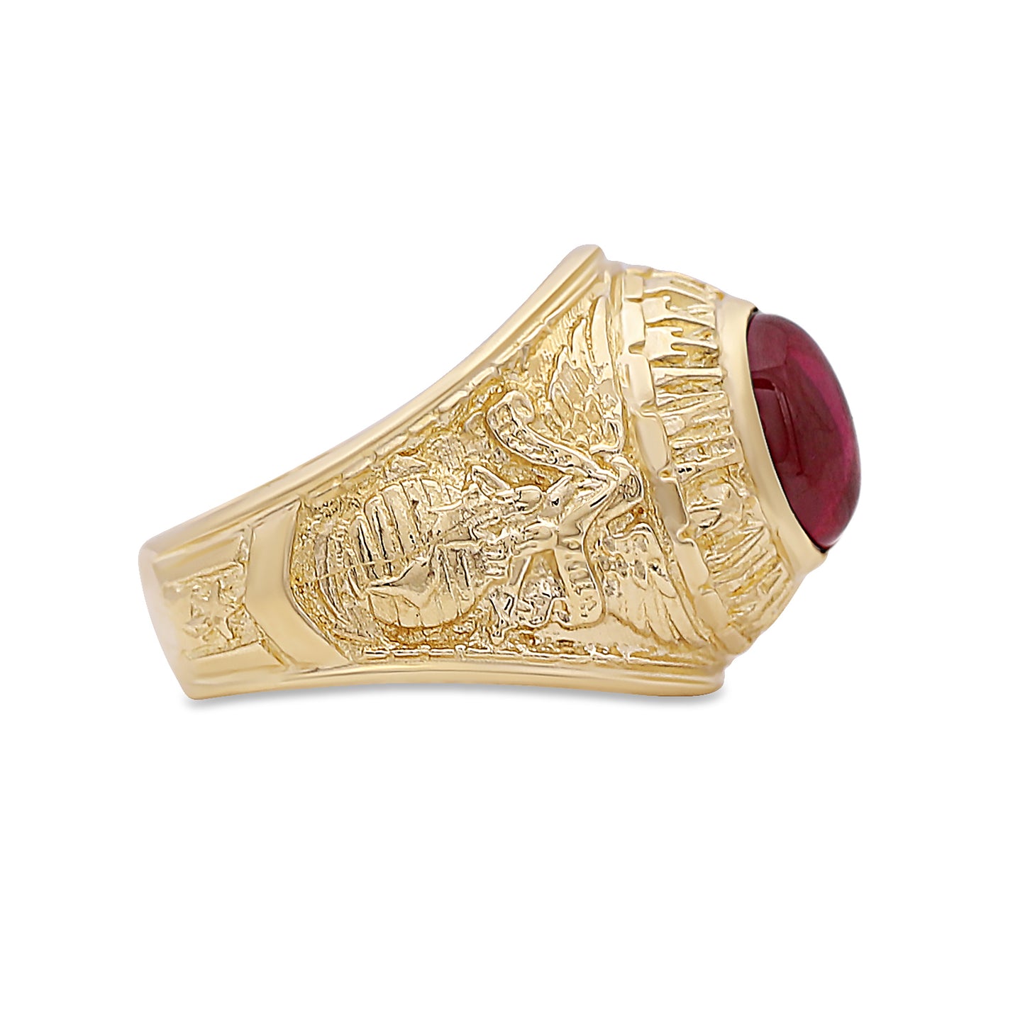 9ct Yellow Gold Large Red Gemstone College Ring