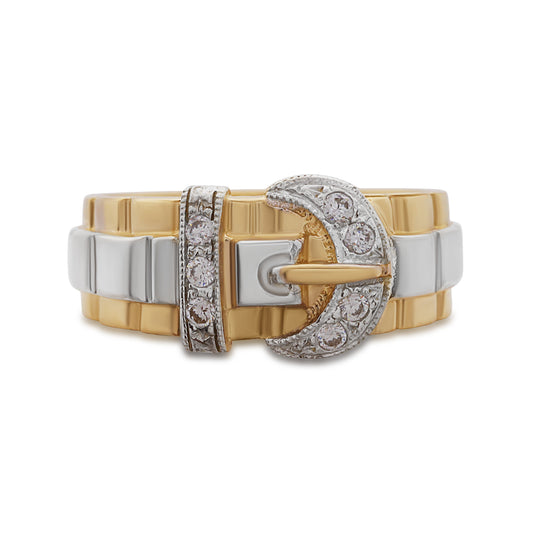 9ct Yellow Gold Medium Rolex Style Single Buckle Ring