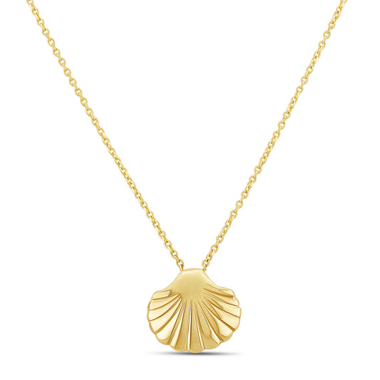 9ct Yellow Gold Polished Solid Shell Necklace