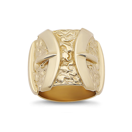 9ct Yellow Gold Large Double Buckle Ring