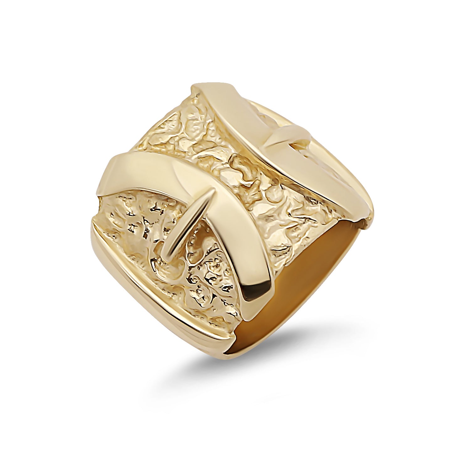 9ct Yellow Gold Large Double Buckle Ring