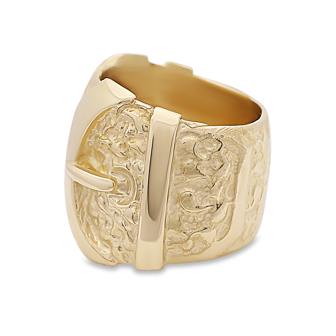 9ct Yellow Gold Large Double Buckle Ring