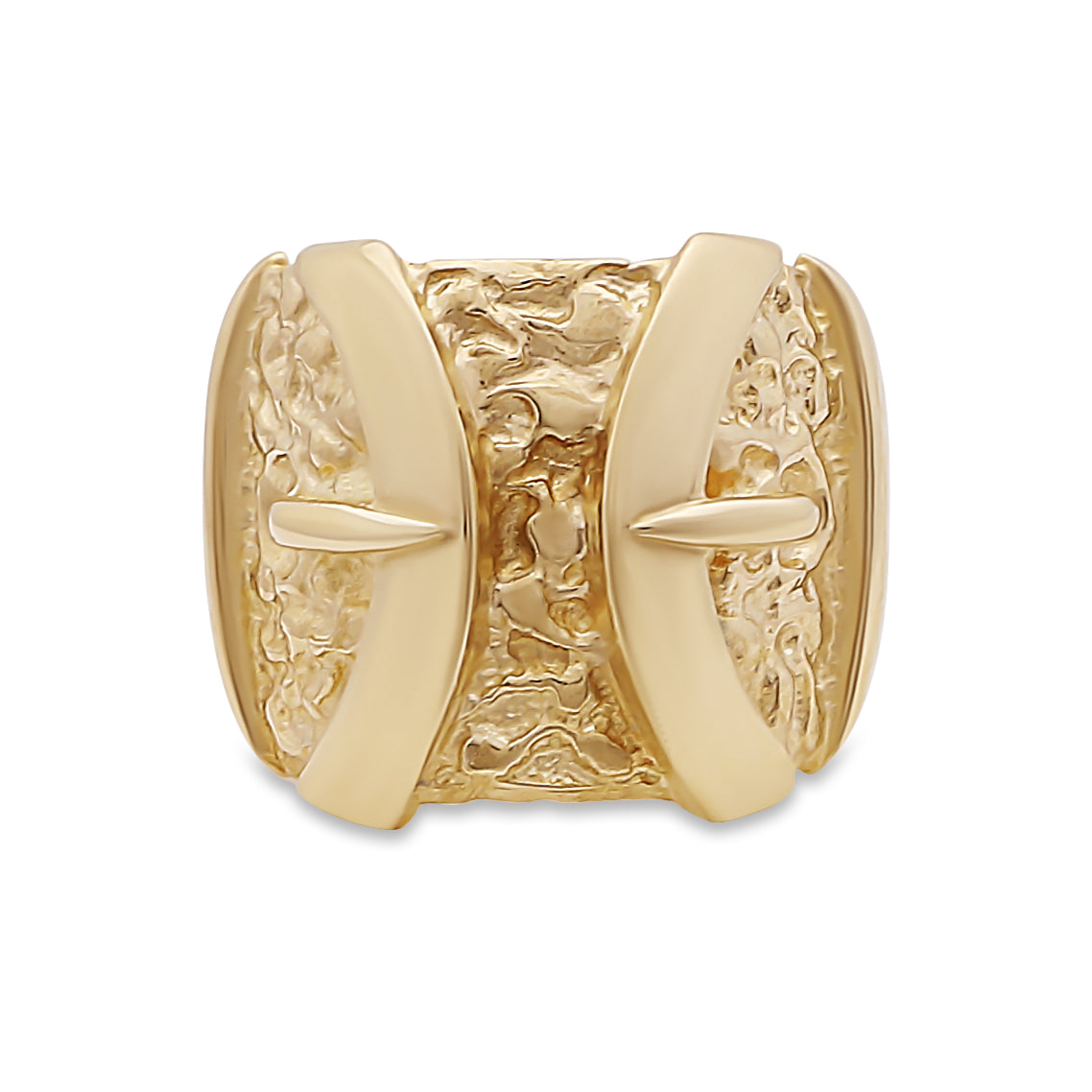 9ct Yellow Gold Large Double Buckle Ring