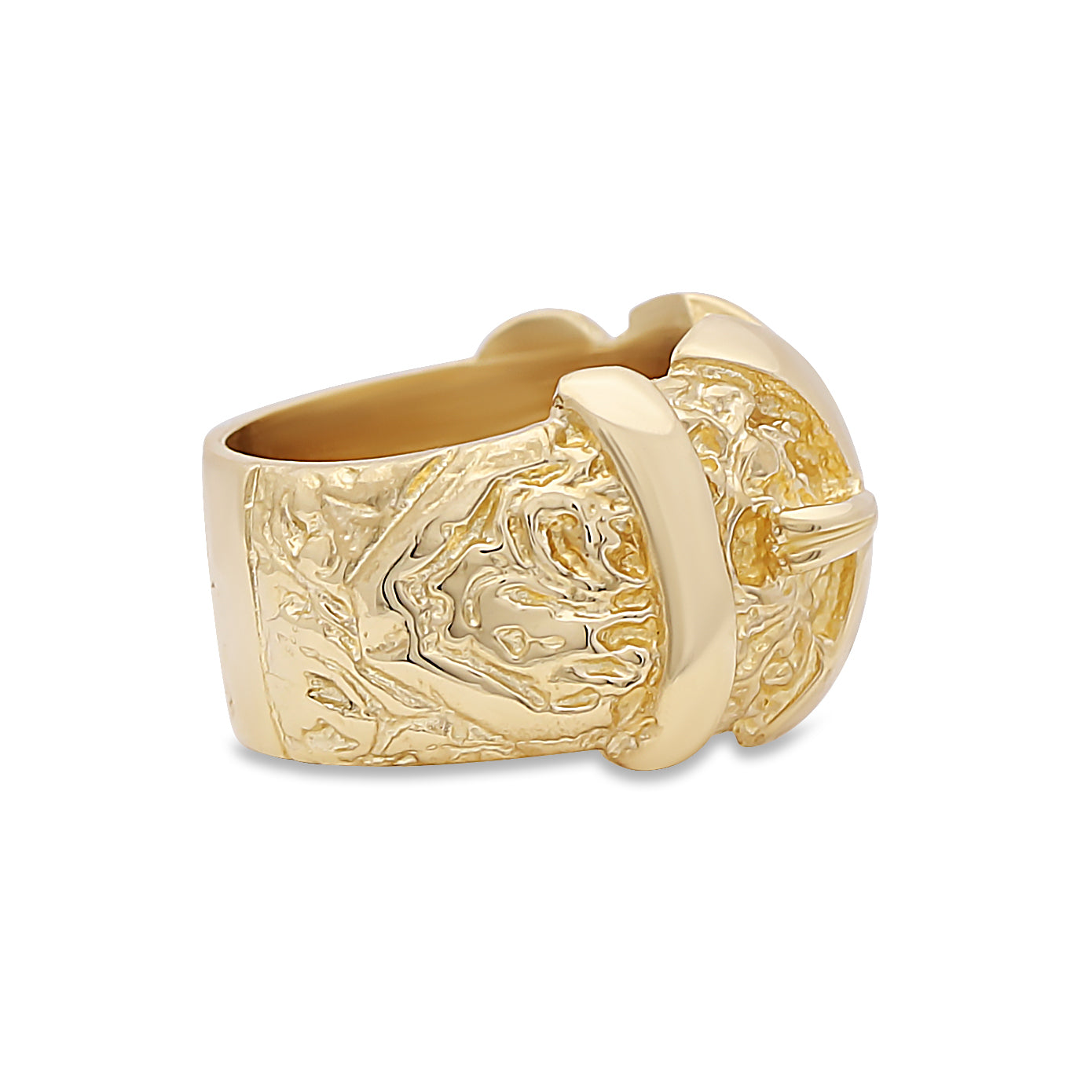 9ct Yellow Gold Scroll Patterned Double Buckle Ring