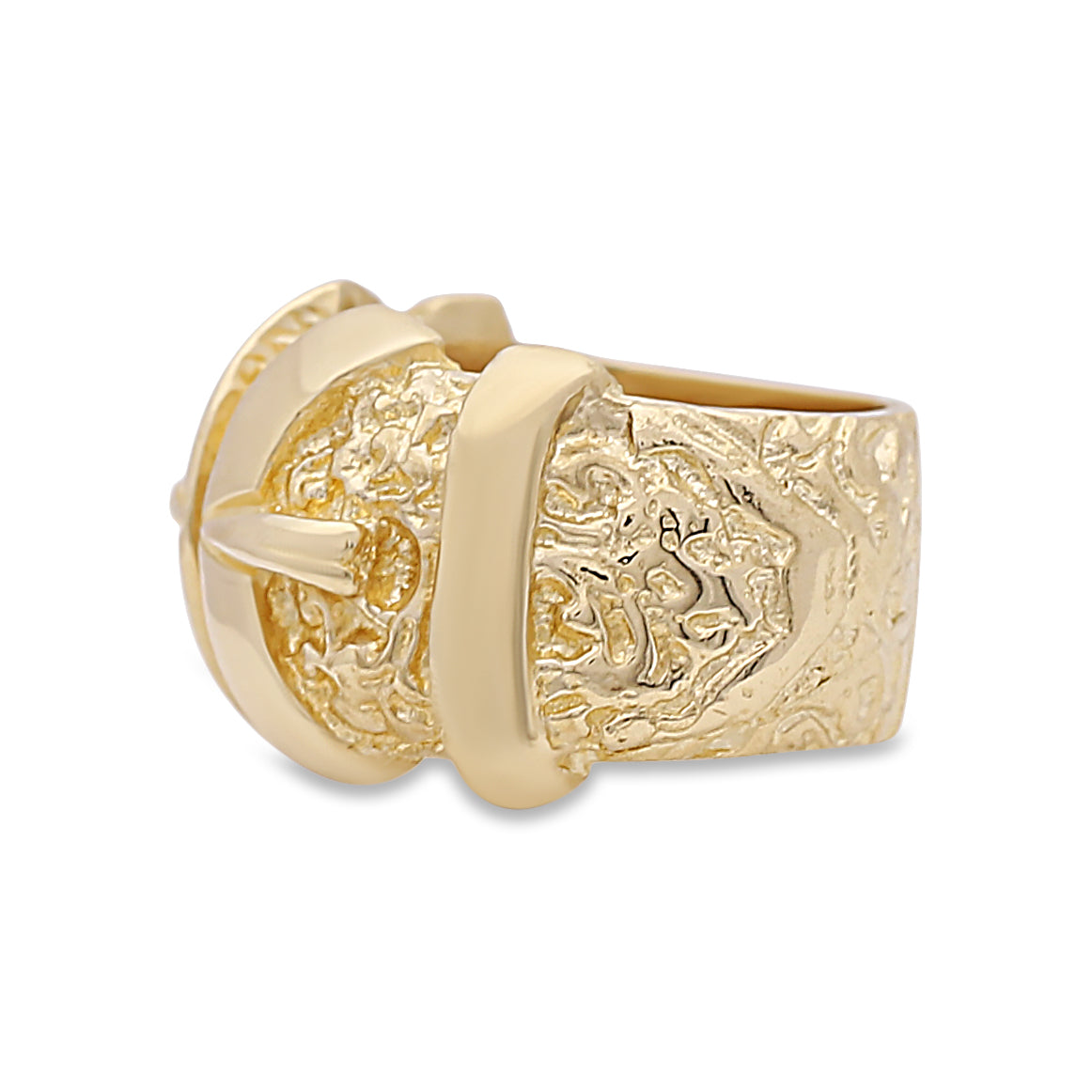 9ct Yellow Gold Scroll Patterned Double Buckle Ring