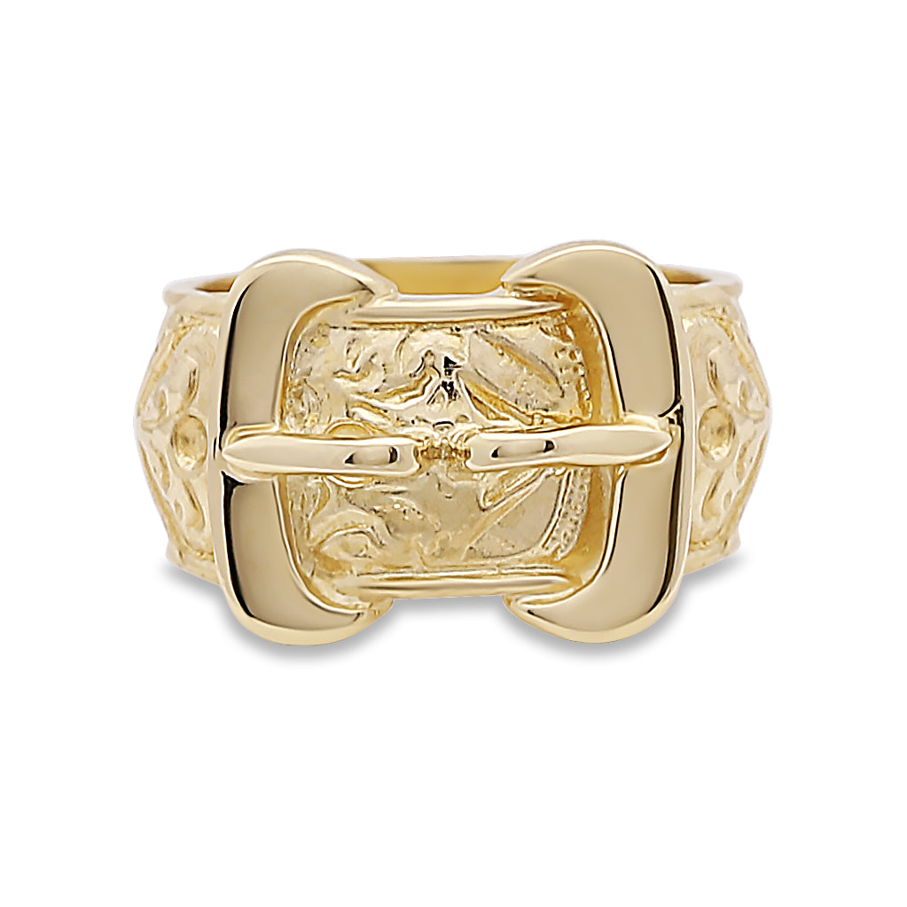 9ct Yellow Gold Classic Double Buckle Ring