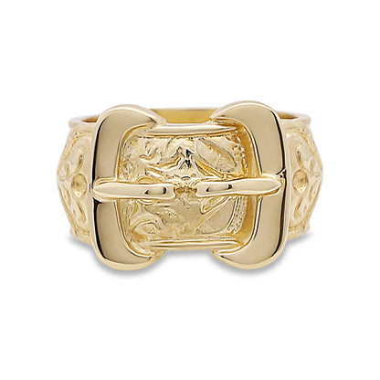 9ct Yellow Gold Classic Double Buckle Ring