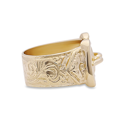 9ct Yellow Gold Classic Double Buckle Ring