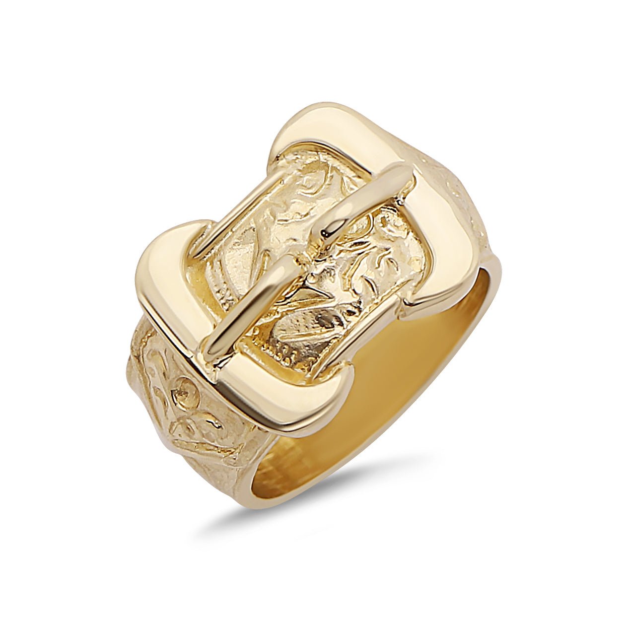 9ct Yellow Gold Classic Double Buckle Ring