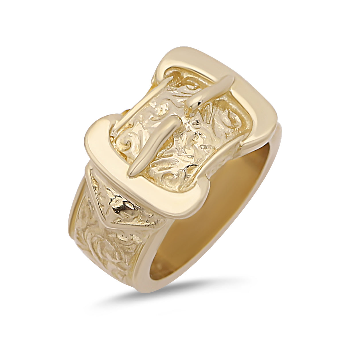 9ct Yellow Gold Solid Double Buckle Ring