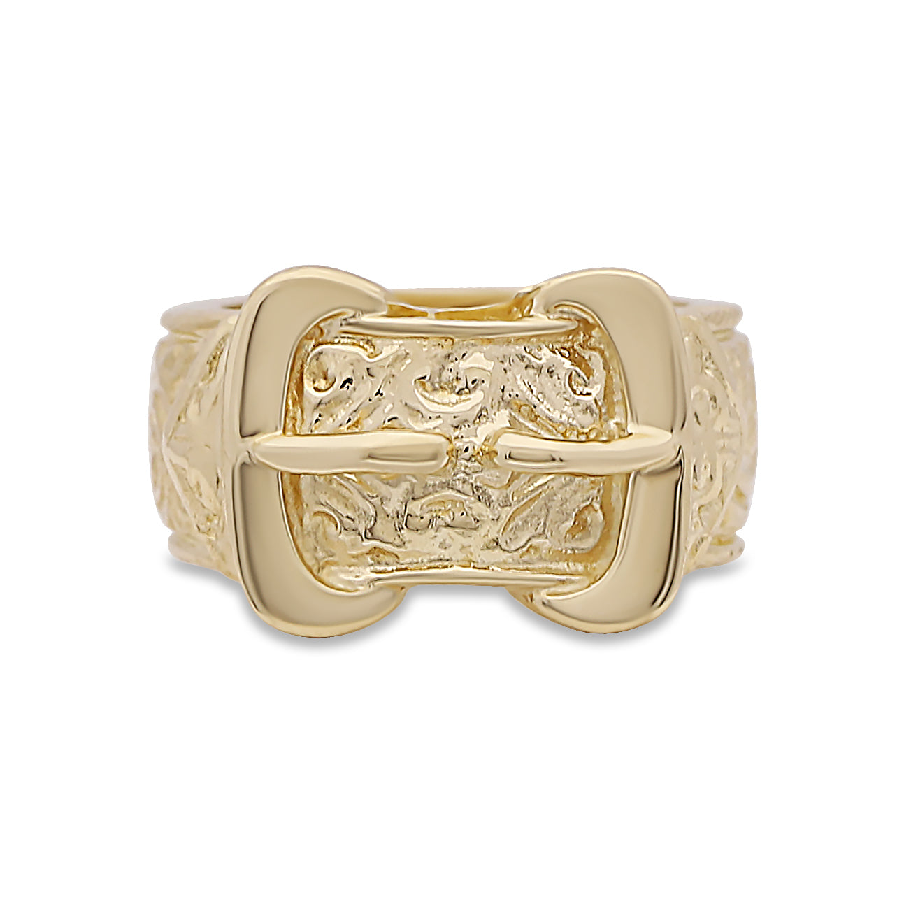 9ct Yellow Gold Solid Double Buckle Ring