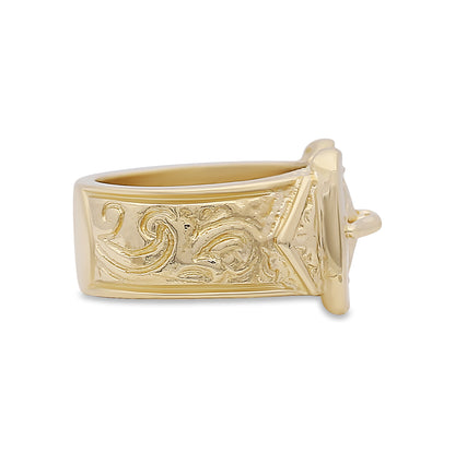 9ct Yellow Gold Solid Double Buckle Ring