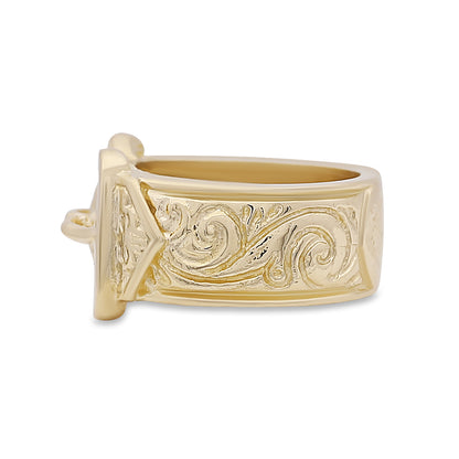 9ct Yellow Gold Solid Double Buckle Ring