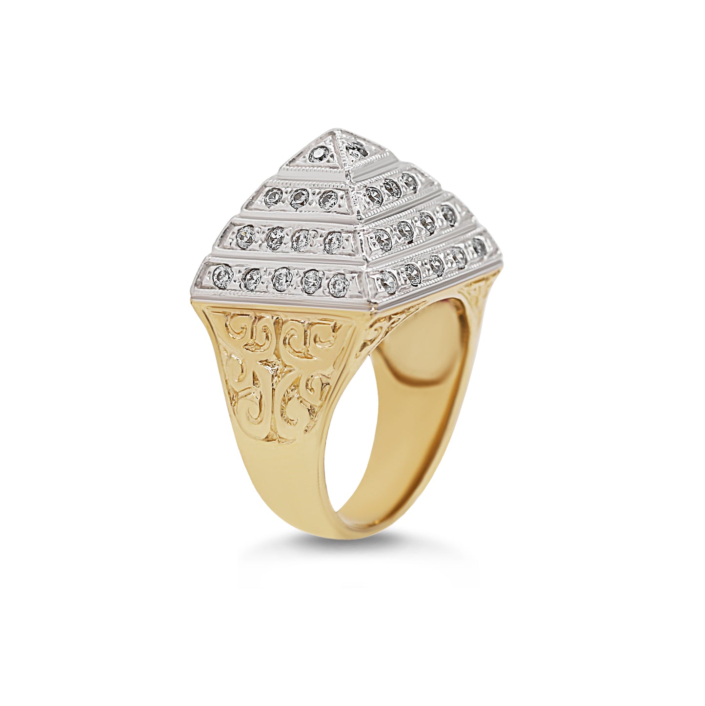 9ct Yellow Gold Gem Set Small Pyramid Ring