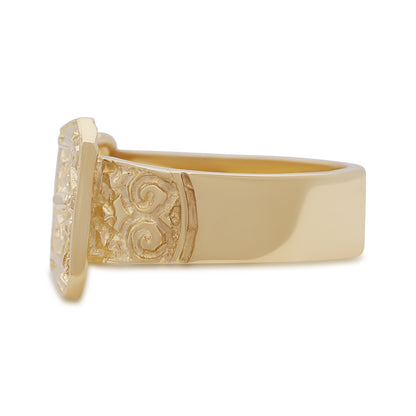 9ct Yellow Gold Single Buckle Scroll Patterned Buckle Ring