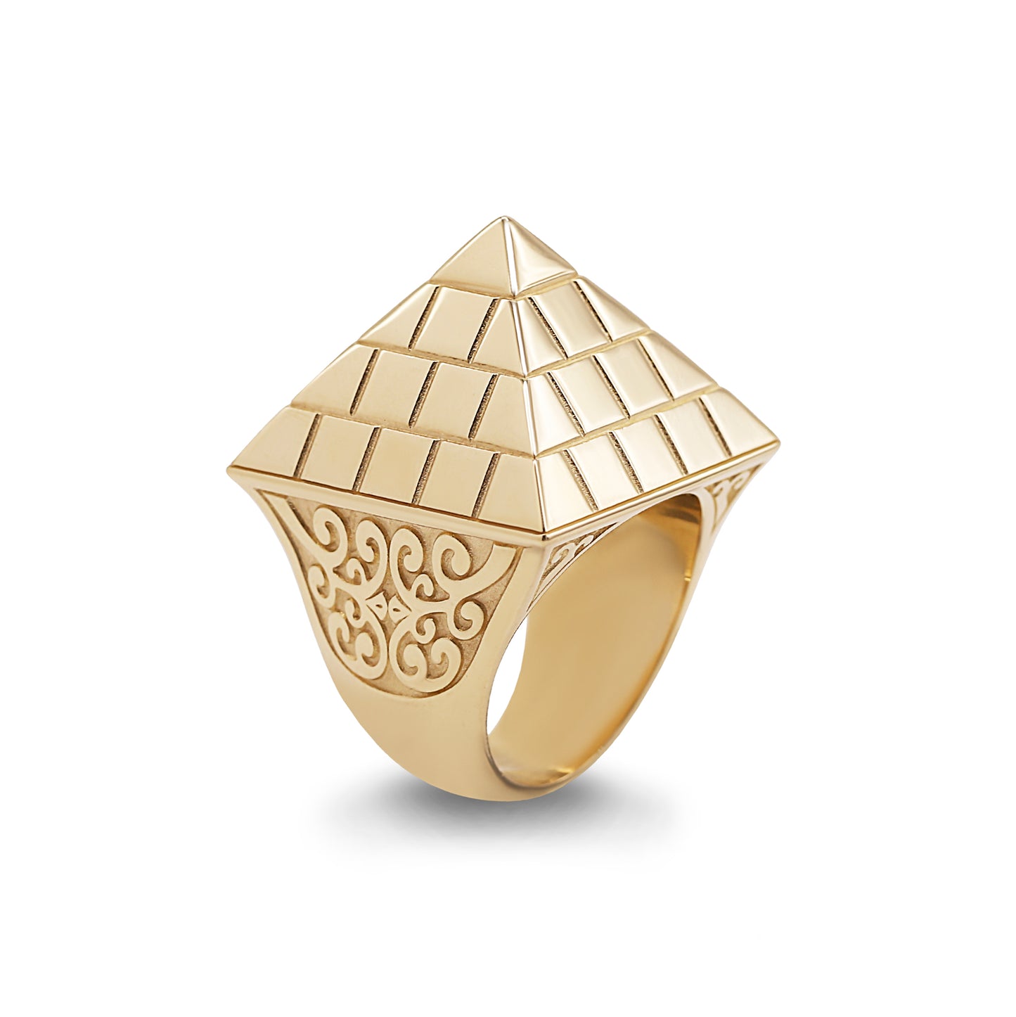 9ct Yellow Gold Solid Heavy Polished Pyramid Ring