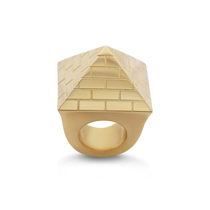 9ct Yellow Gold Solid Large Heavy Polished Pyramid Ring