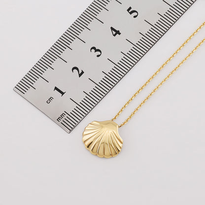 9ct Yellow Gold Polished Solid Shell Necklace