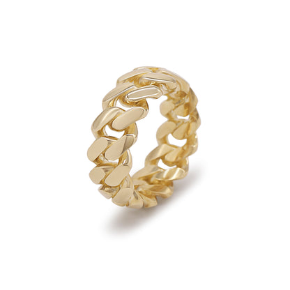 9ct Yellow Gold 10mm Cuban Ring