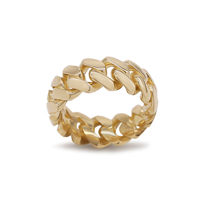 9ct Yellow Gold 10mm Cuban Ring