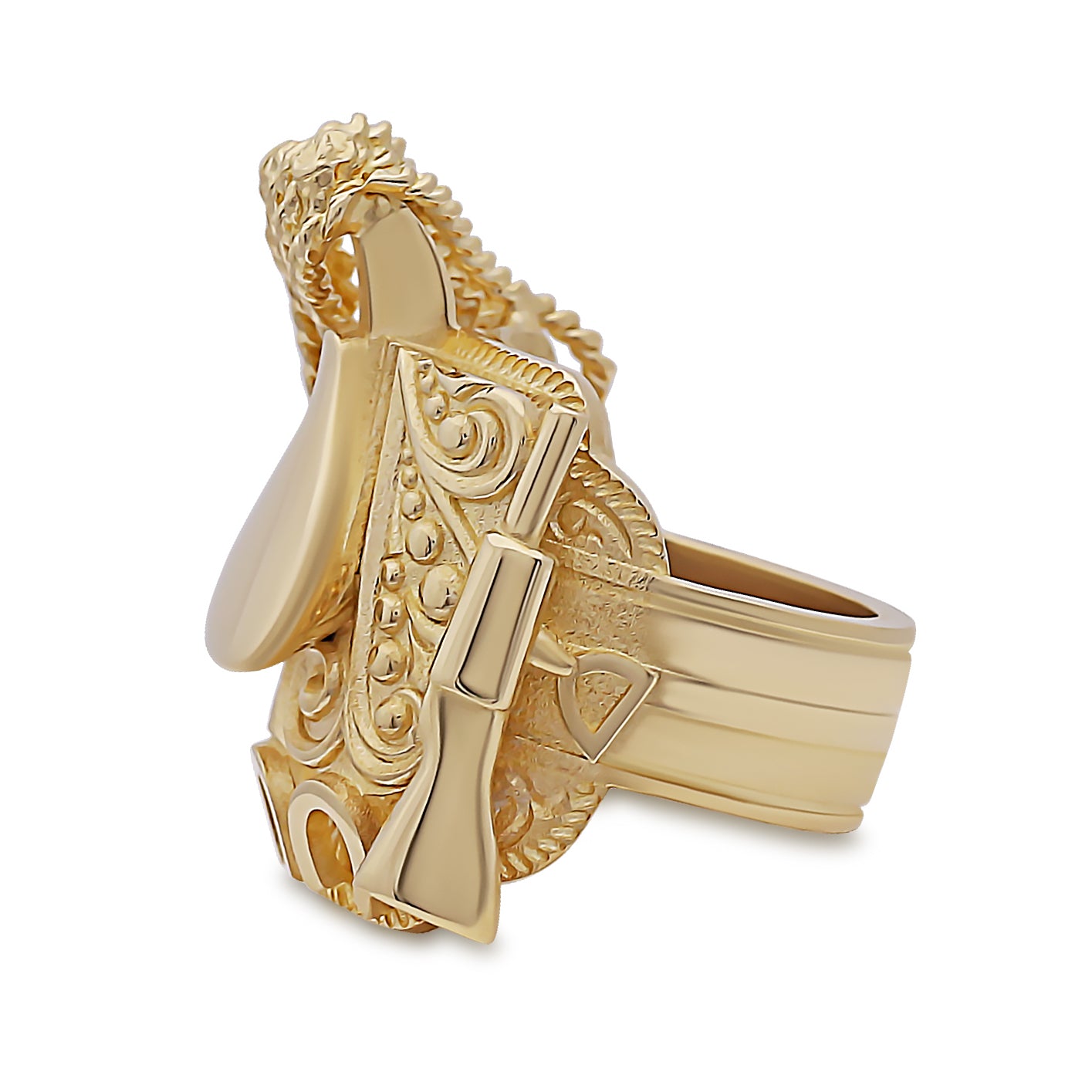 9ct Yellow Gold Solid Mexican Saddle Ring