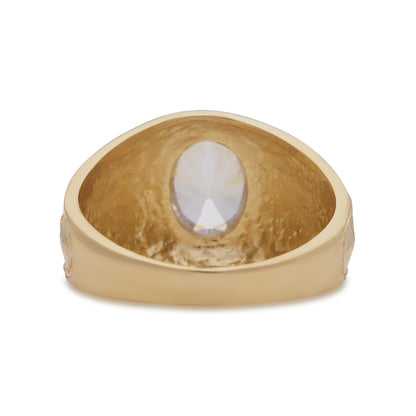 9ct Yellow Gold Small White Gemstone College Ring