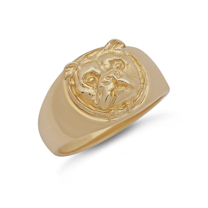 9ct Yellow Gold Small Bulldog Face Ring