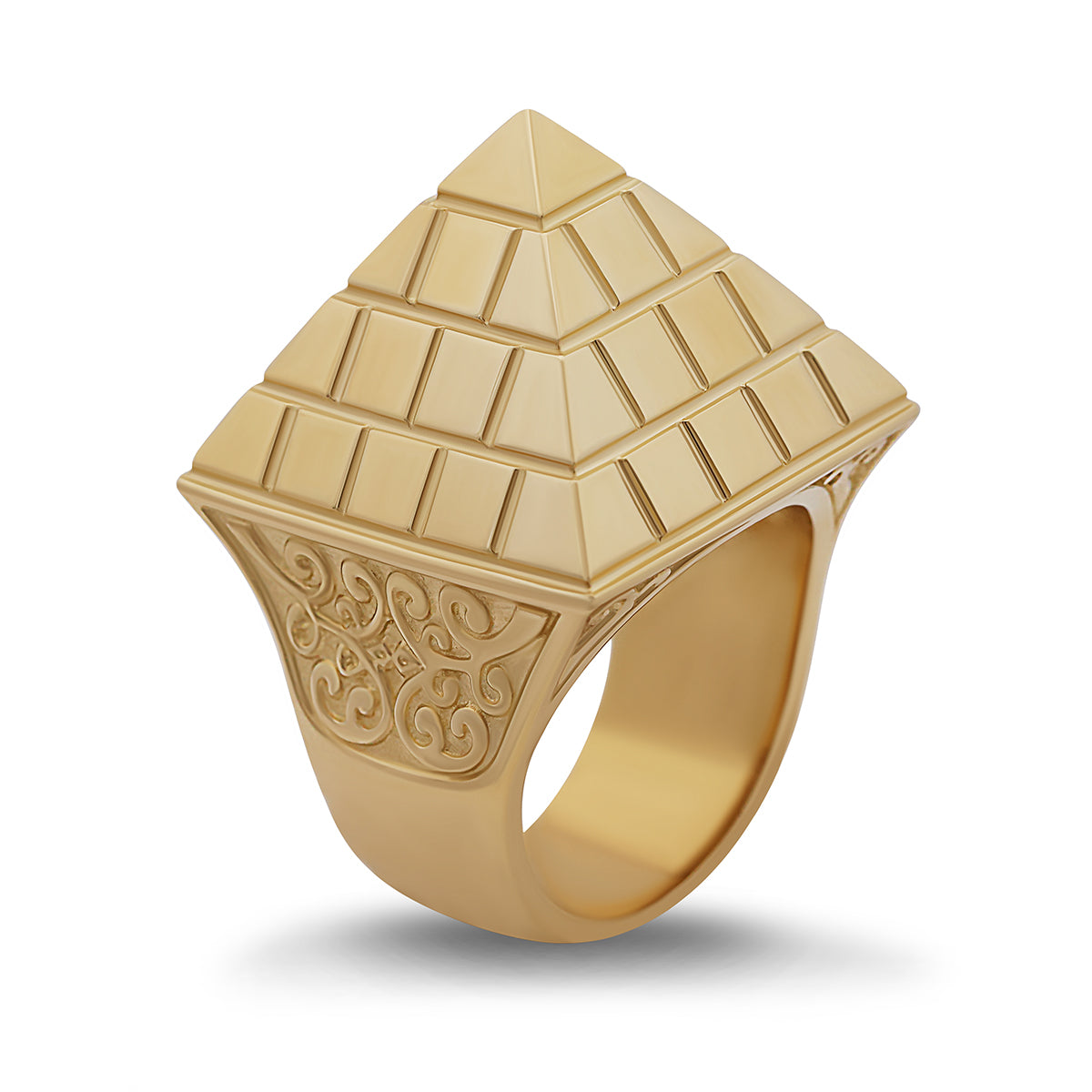 9ct Yellow Gold Large Hollow Pyramid Ring