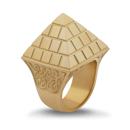 9ct Yellow Gold Large Hollow Pyramid Ring