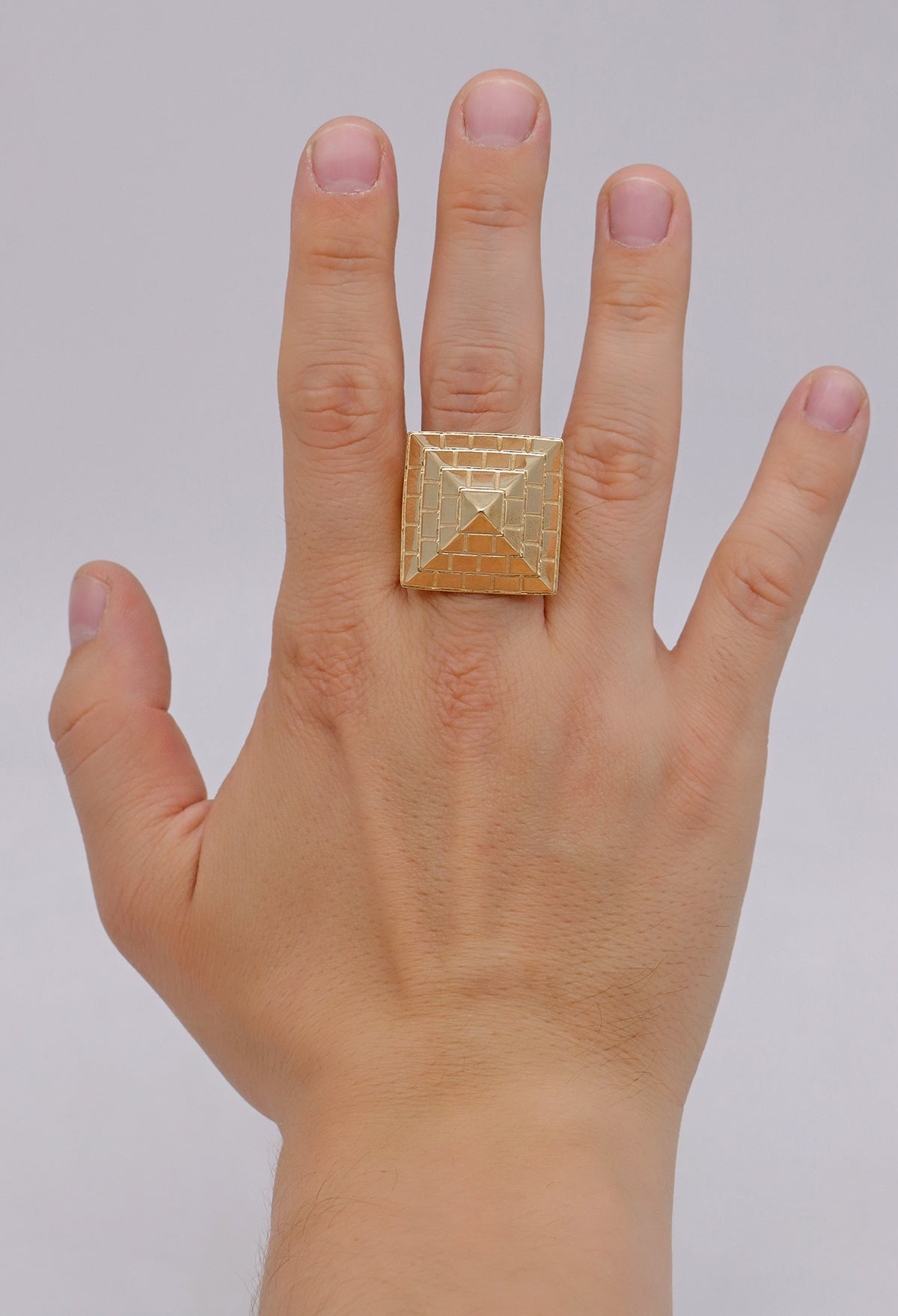 9ct Yellow Gold Large Hollow Pyramid Ring